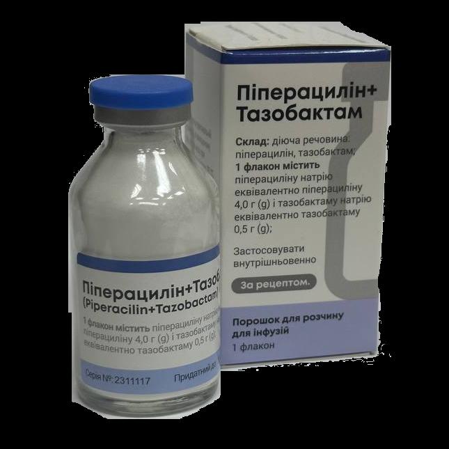 Піперацилін + Тазобактам, порошок для розчину для інфузій по 4,5 г,